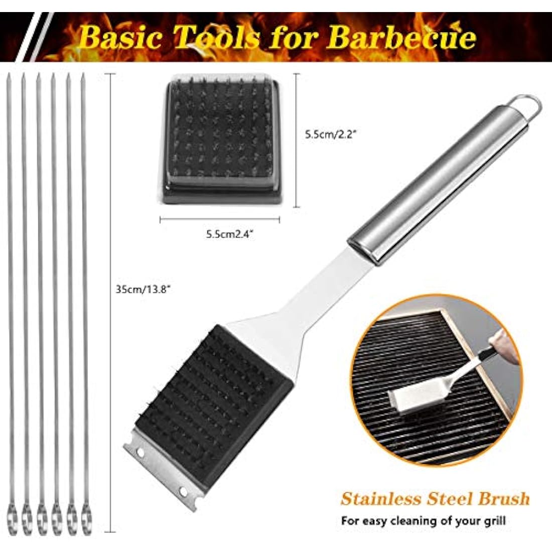 10-Piece Stainless Steel BBQ Tool Set with Storage Bag
