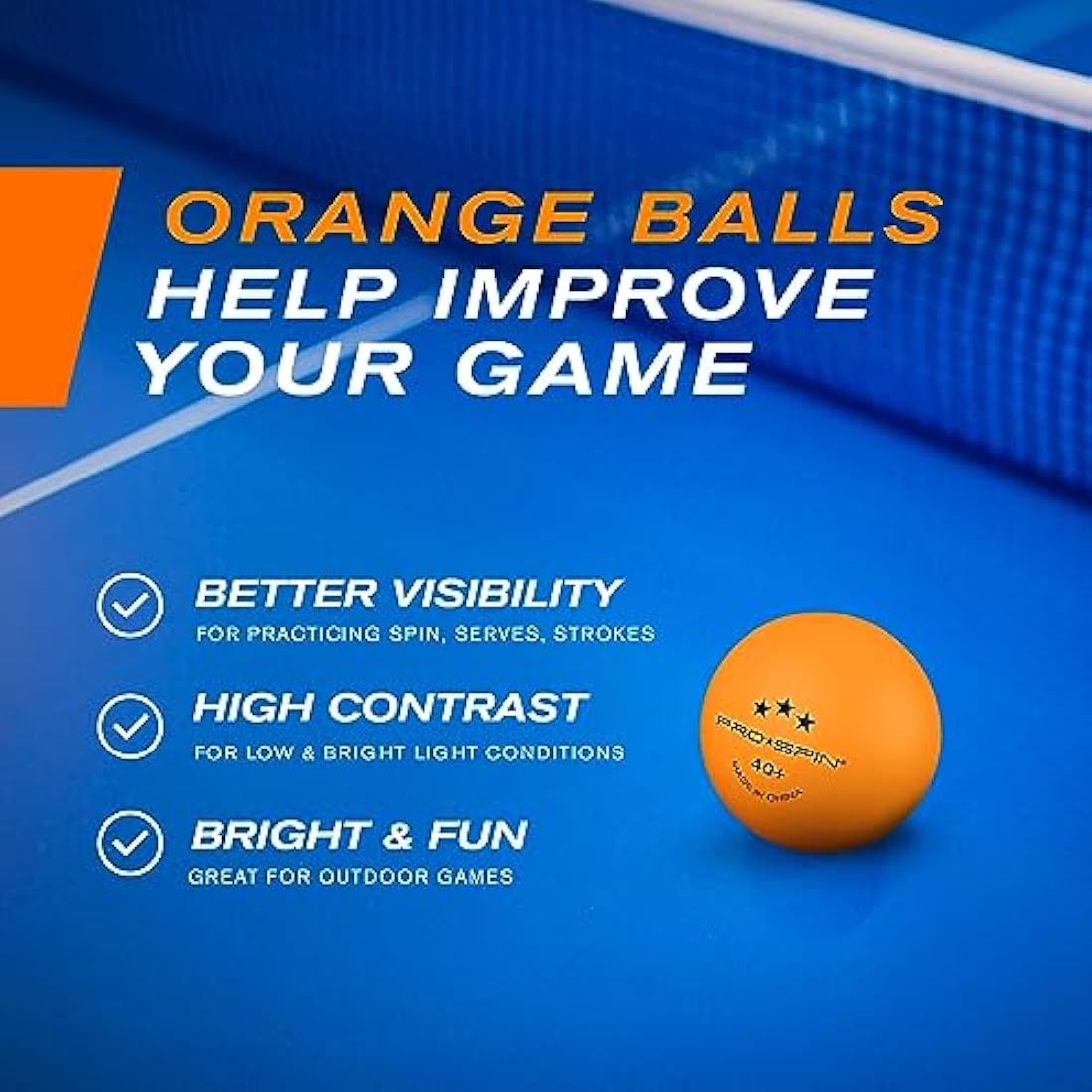 PRO SPIN 3-Star Table Tennis Balls – Orange High-Performance ABS Training