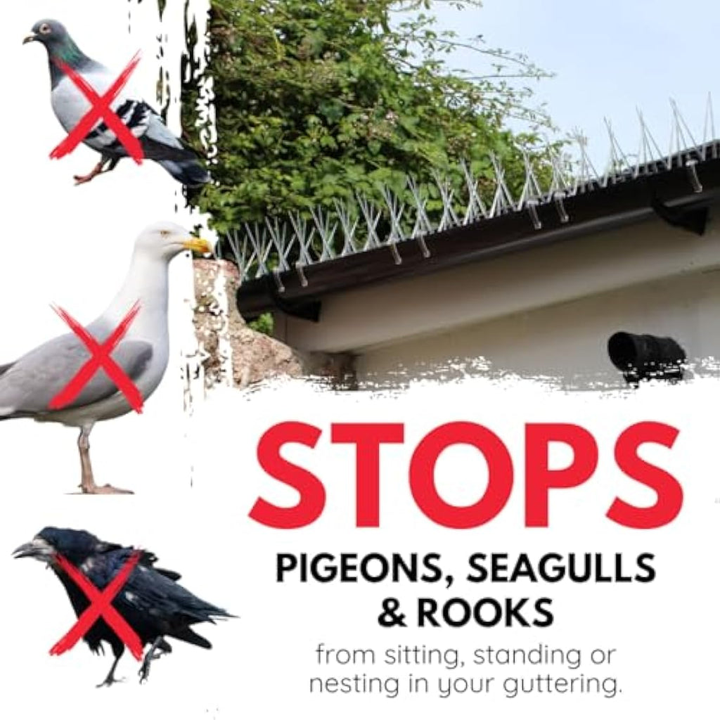 Defender Bird Spikes | 3m Gutter Spikes for Pigeons & Seagulls