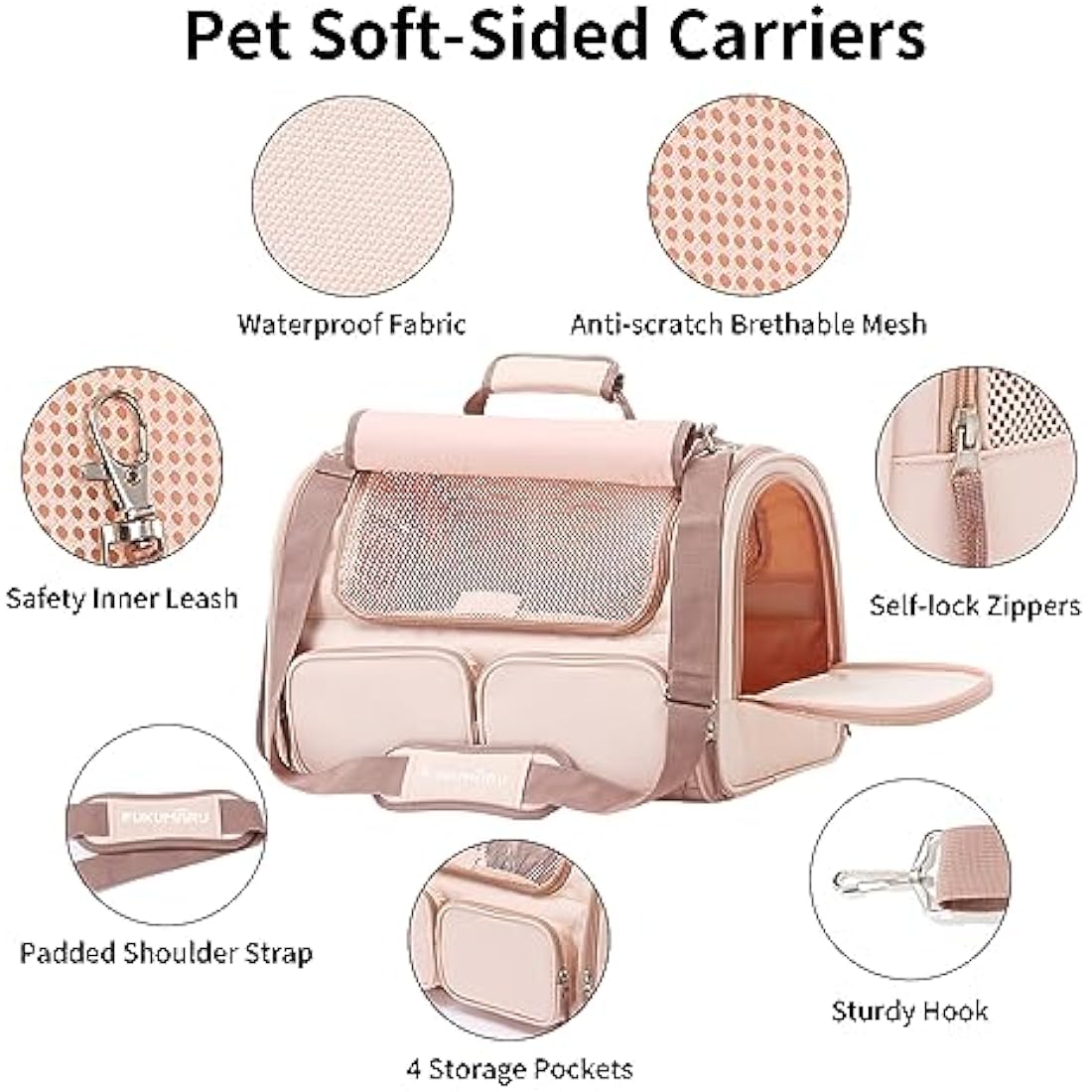FUKUMARU Airline Approved Cat Carrier – Foldable Pet Travel Bag, Pink