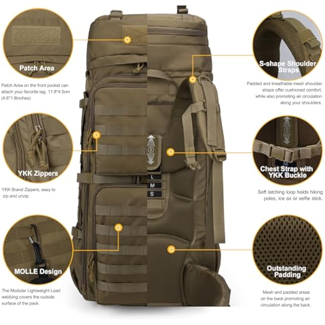 Mardingtop 75L Tactical Backpack – 600D Molle Military Rucksack