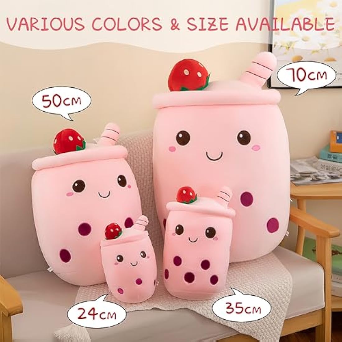 Jolof Store Boba Tea Plush Pillow – Soft Brown Stuffed Animal (24cm)