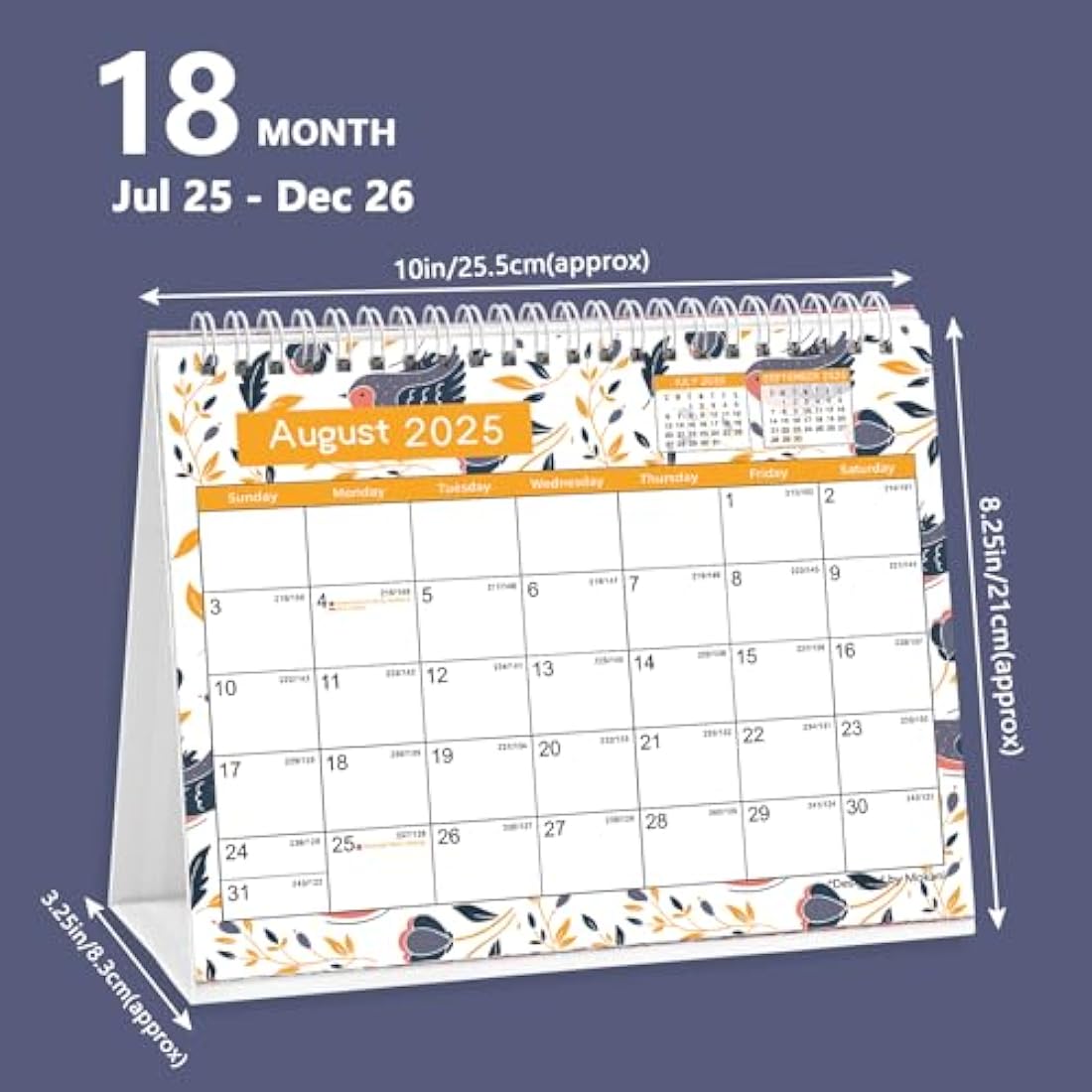 2025-2026 Desk Calendar – 18 Month Standing Flip Planner