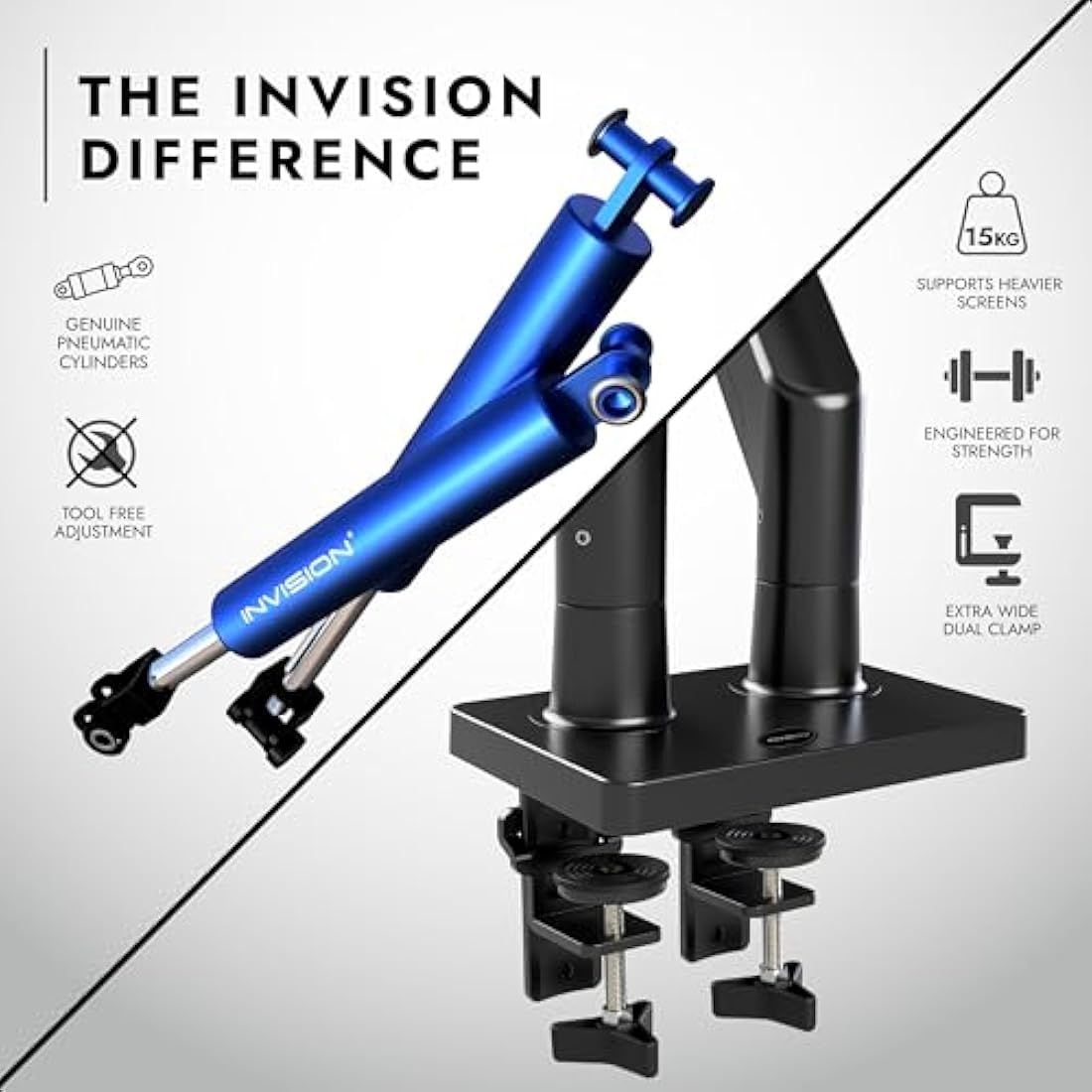 Invision MX900 Dual Monitor Arm – Ergonomic Gas Assisted Mount for 24-35"