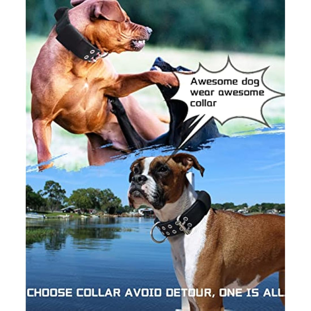 Heavy Duty 5cm Wide Padded Dog Collar with Handle | Black