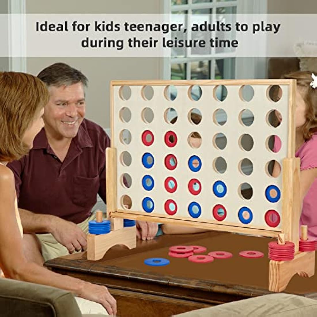 Pointyard Giant Wooden 4 in a Row Game – 26x22in Outdoor Yard Toy Set