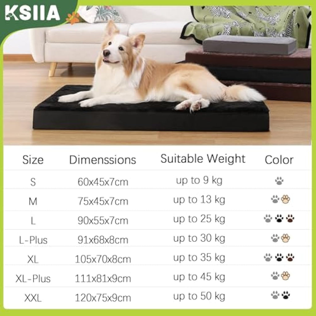 KSIIA Orthopedic Extra Large Dog Bed | Washable Waterproof Mattress, Grey