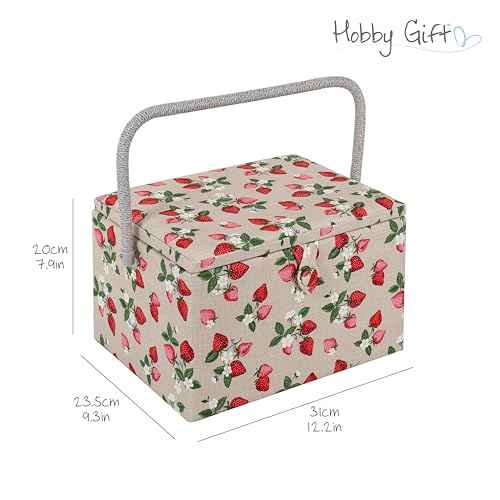 Hobby Gift Large Sewing Box – Strawberry Print Craft Storage Organizer