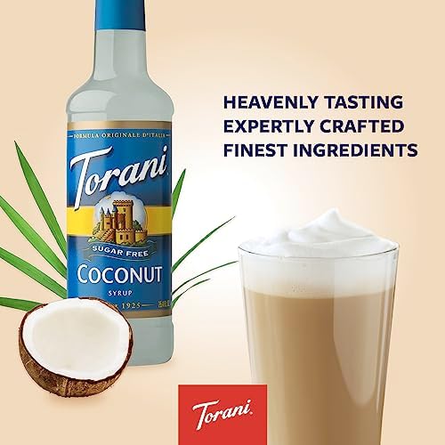 Torani Sugar Free Coconut Coffee Syrup - 4 x 750ml Vegan Drink Mixer Set