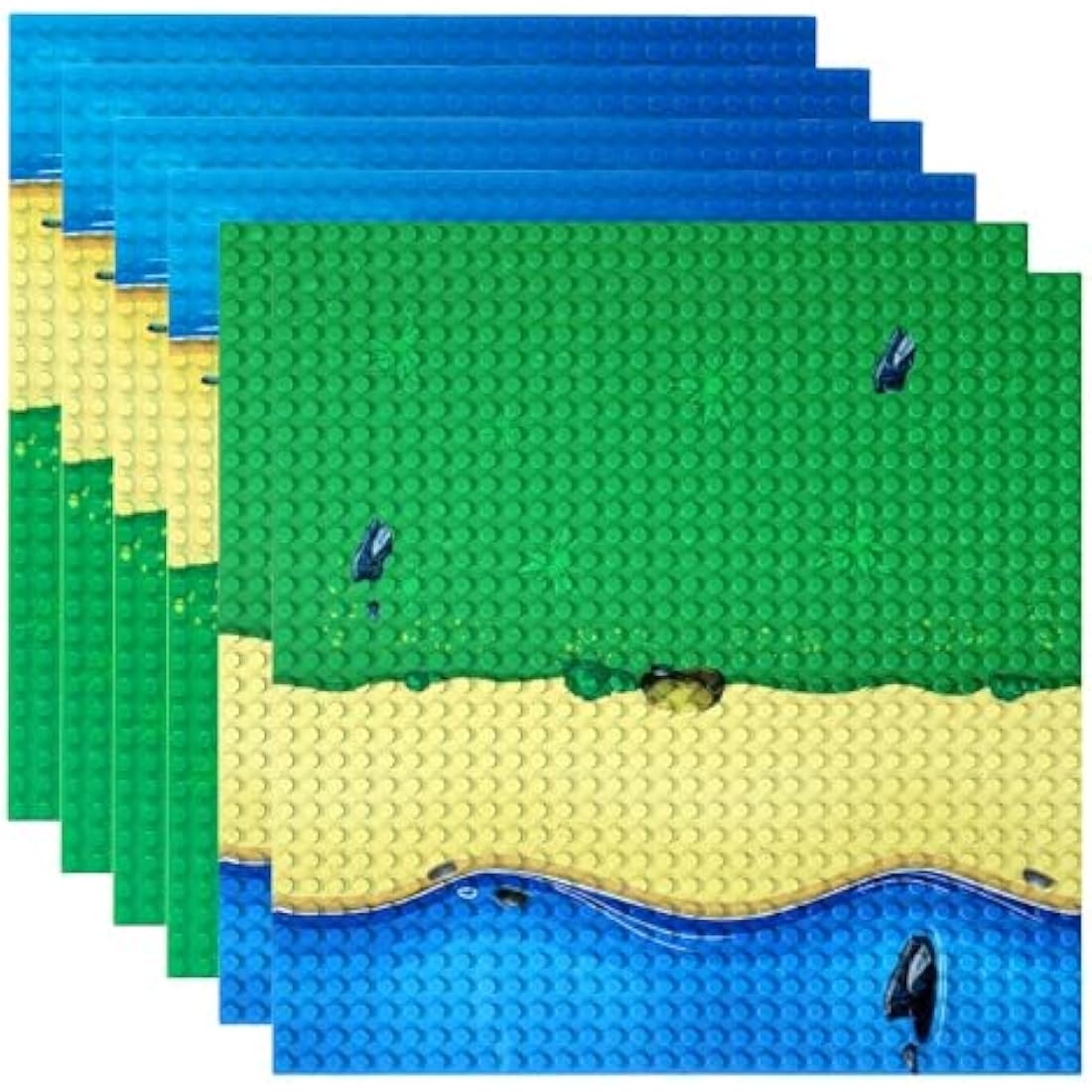 Etarnfly 6 Pack Ocean Island Base Plates - 10x10 Building Block Set