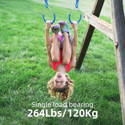 PELLOR Kids Monkey Bars & Gymnastic Rings – Backyard Ninja Training Set