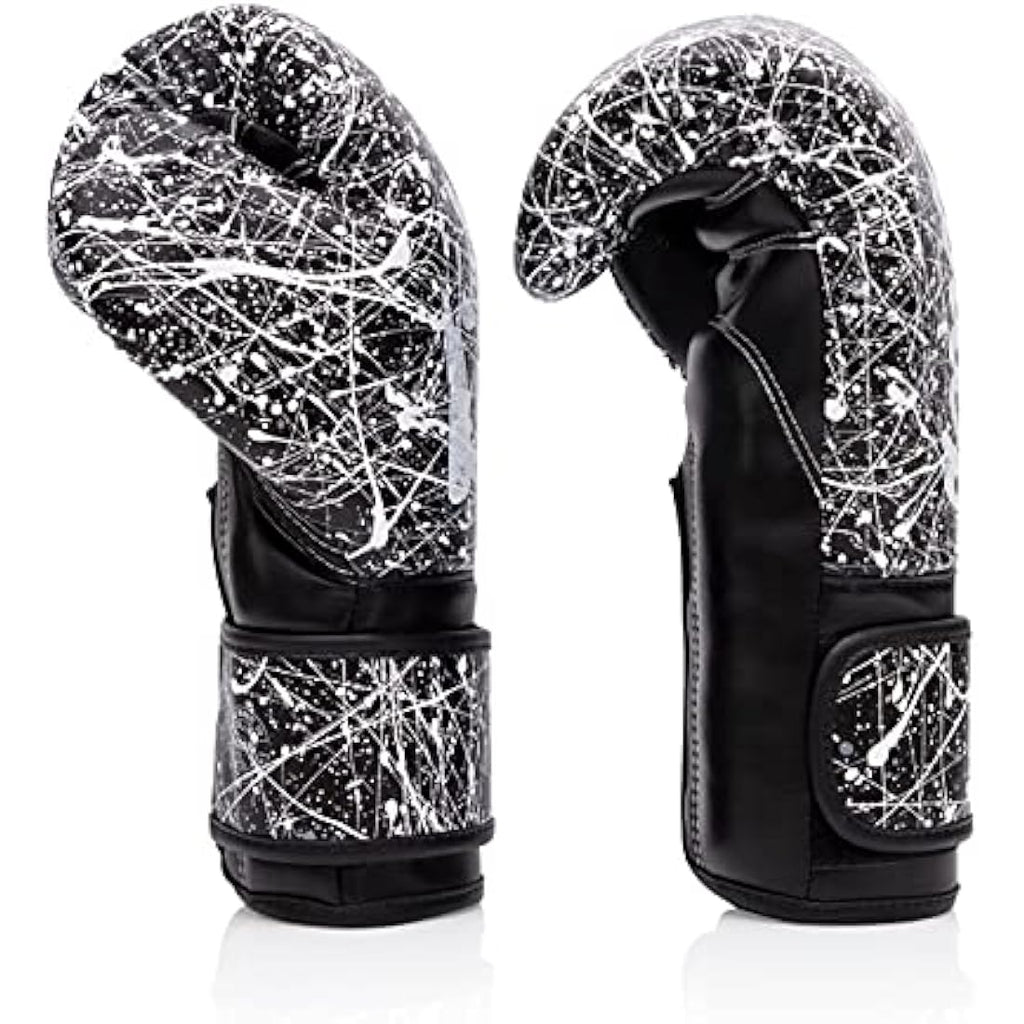 Fairtex Microfibre Muay Thai Boxing Gloves - Black/White, 12 oz