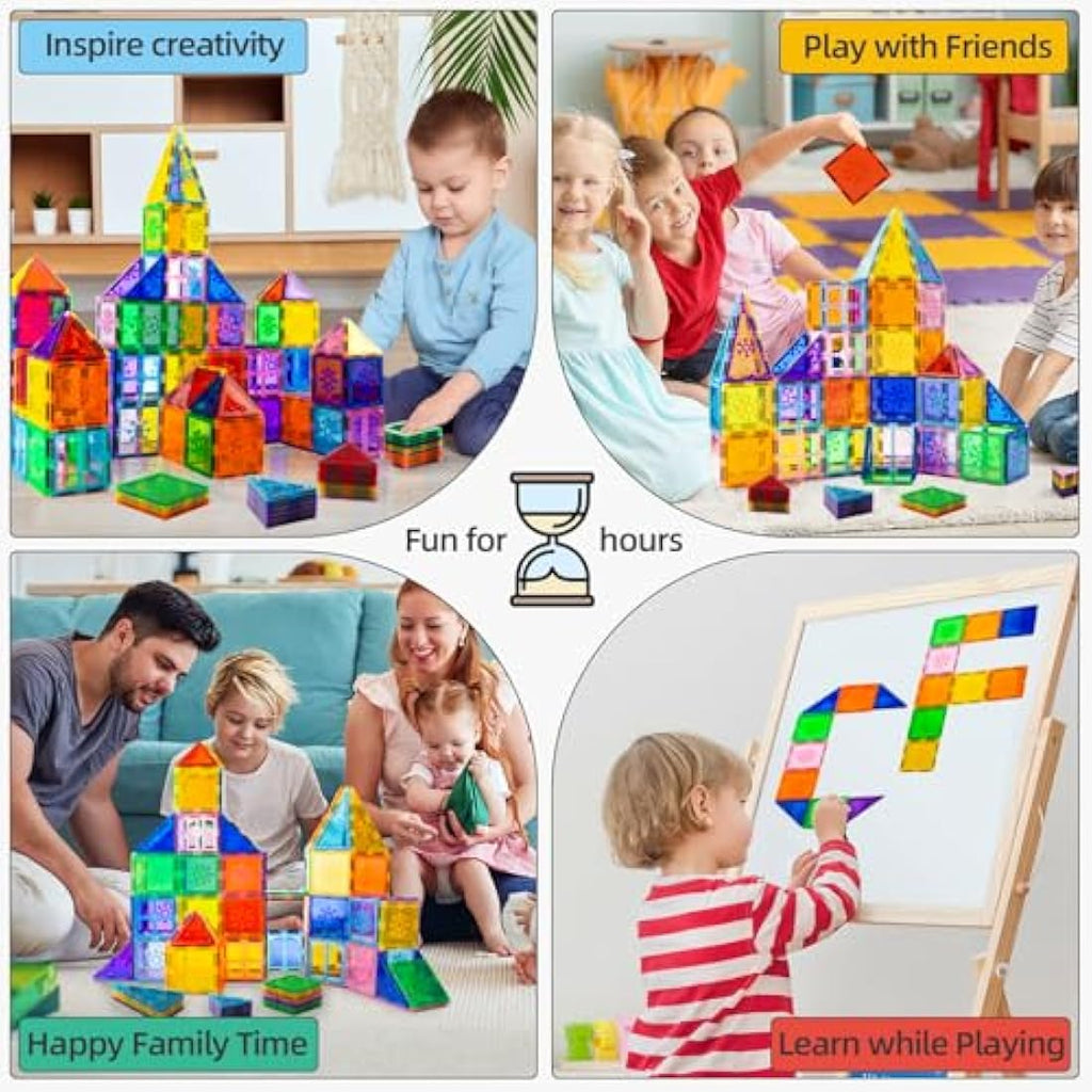 Xekel 120PCS Magnetic Building Blocks - 3D STEM Educational Tiles Set