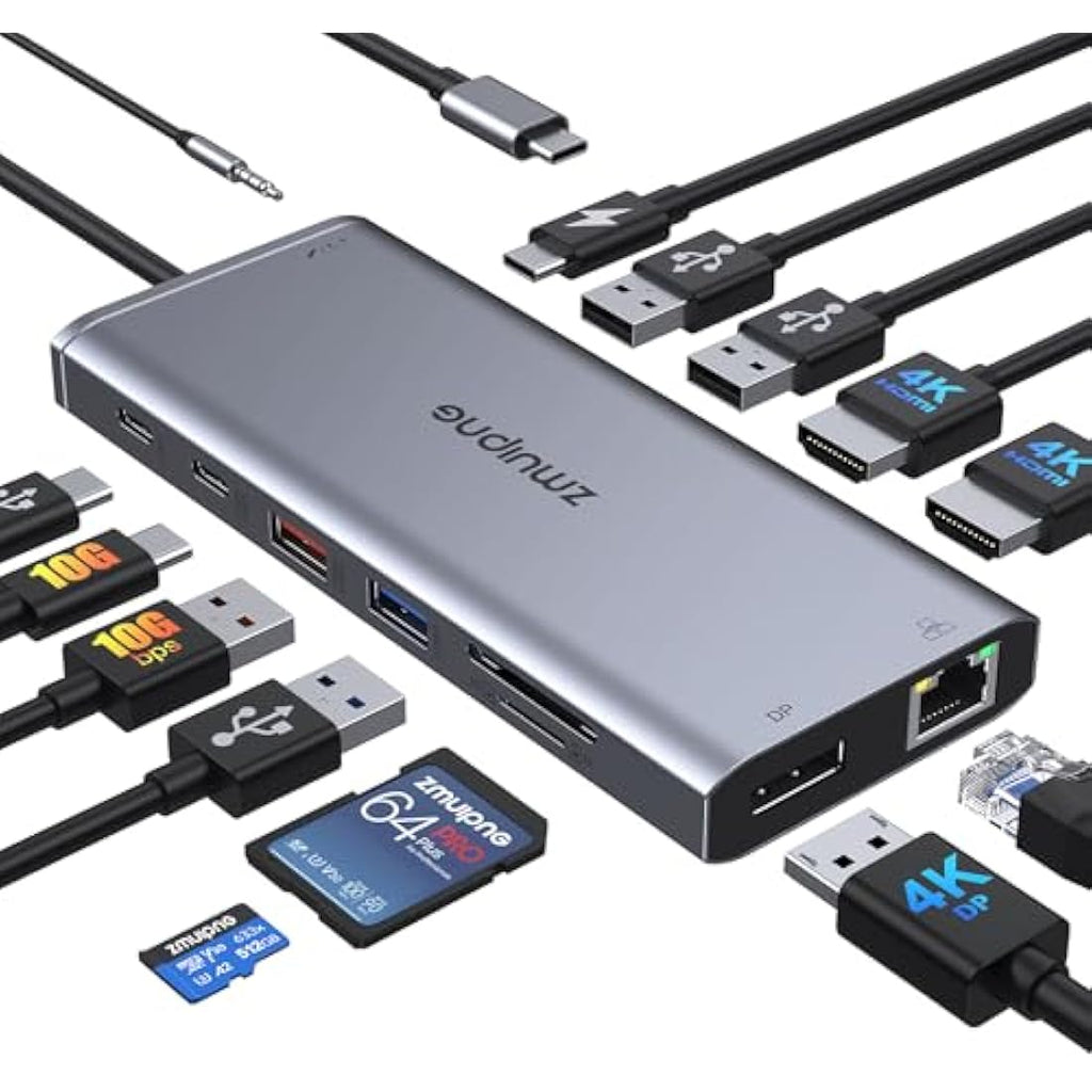 Jolof Store 14-in-1 USB C Docking Station – Triple Display 4K & 100W PD