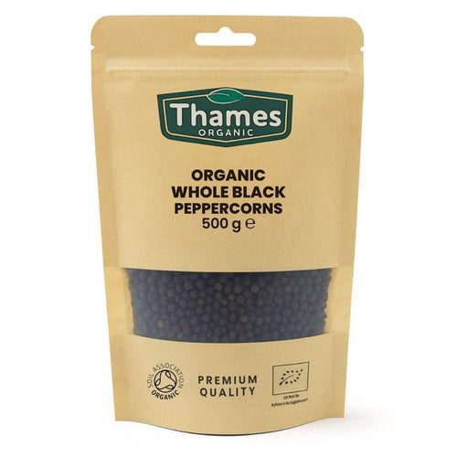 Thames Organic Whole Black Peppercorns – Non-GMO & Vegan - 500g