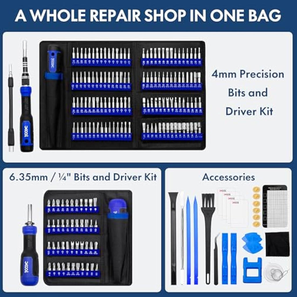 XOOL 200-in-1 Precision Screwdriver Kit | 164 Magnetic CR-V Steel Bits