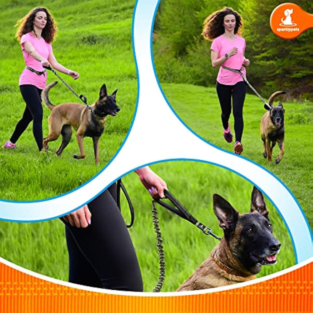 SparklyPets Hands-Free Dog Lead – Reflective Bungee Leash for Large Dogs