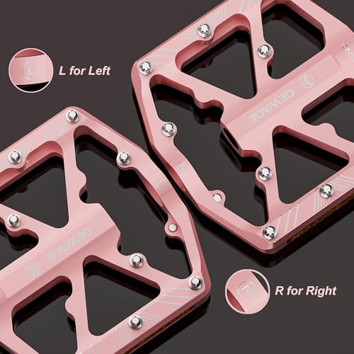 GEWAGE Aluminum Bike Pedals | 3 Sealed Bearings & Reflectors - Pink