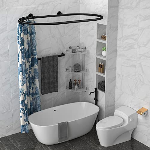 Sikaiqi Oval Aluminum Shower Curtain Rod for Clawfoot Tubs - Black