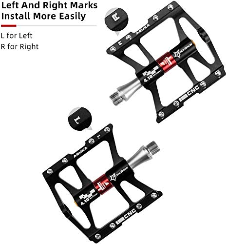 ROCKBROS Mountain Bike Pedals | 9/16" Aluminum Alloy 4-Bearing Flat Pedals