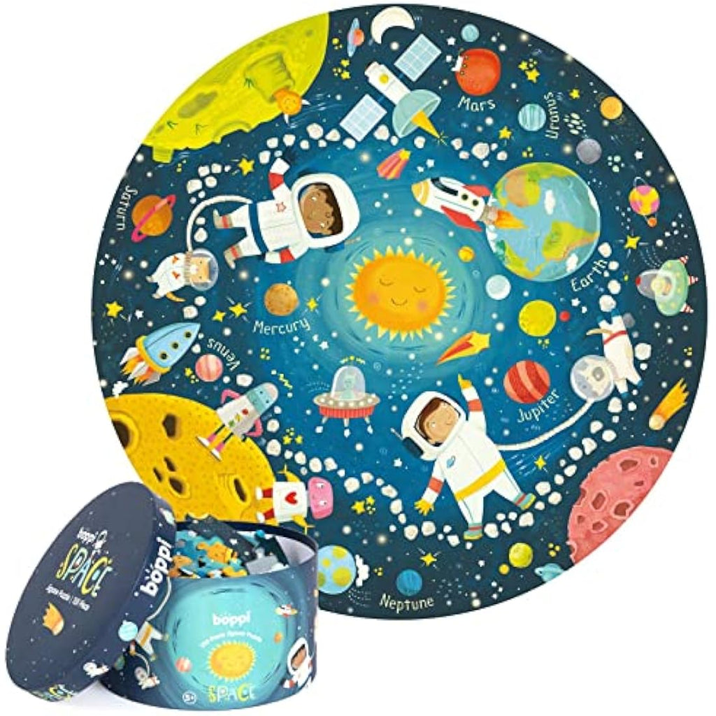 Boppi 150 Piece Round Space Jigsaw Puzzle for Kids – Recycled Card