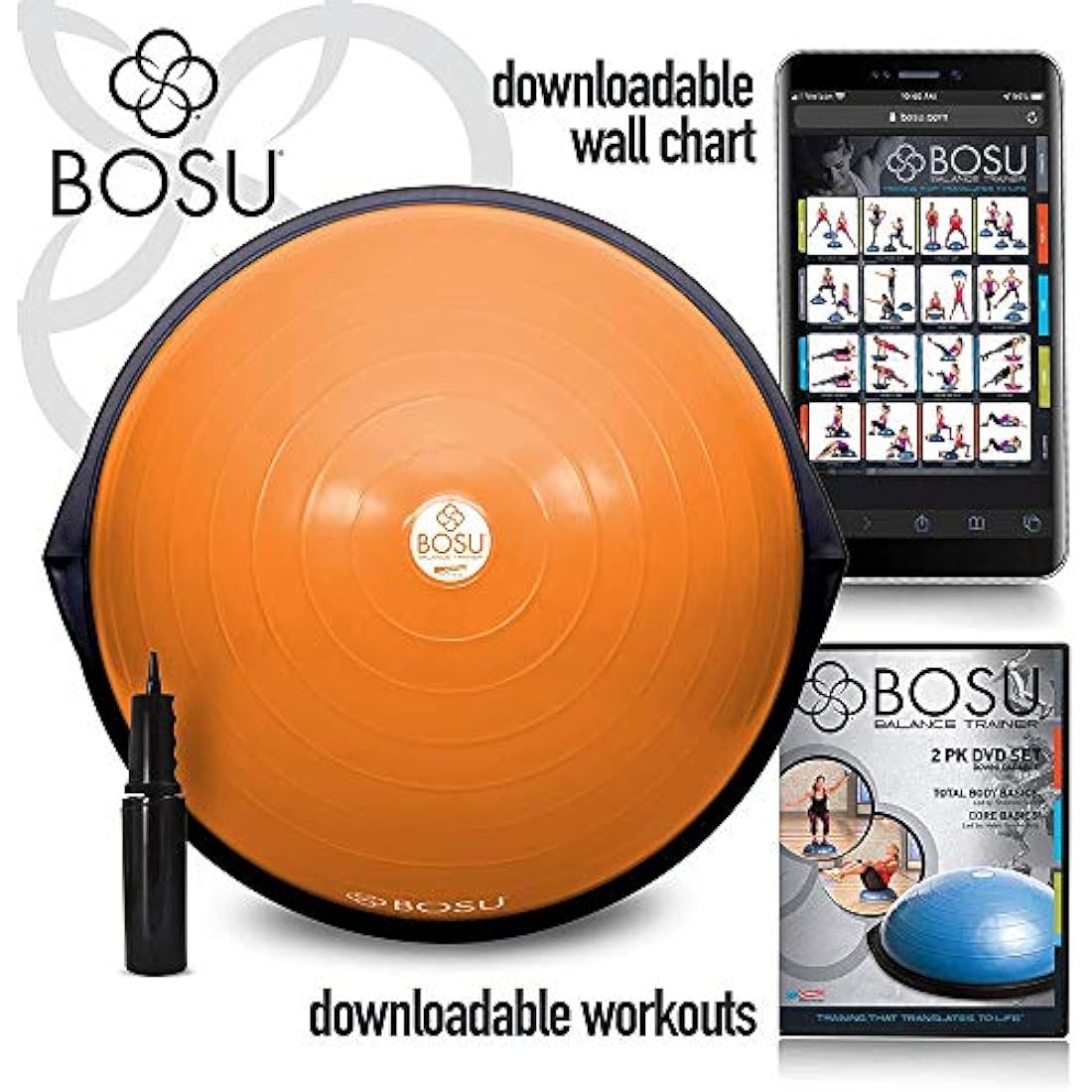 BOSU Original Balance Trainer – 26 Inch Home Gym Stability Ball