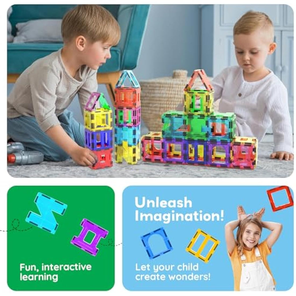 PicassoTiles 42-Piece Magnetic Building Tiles Set – STEM Educational Toy