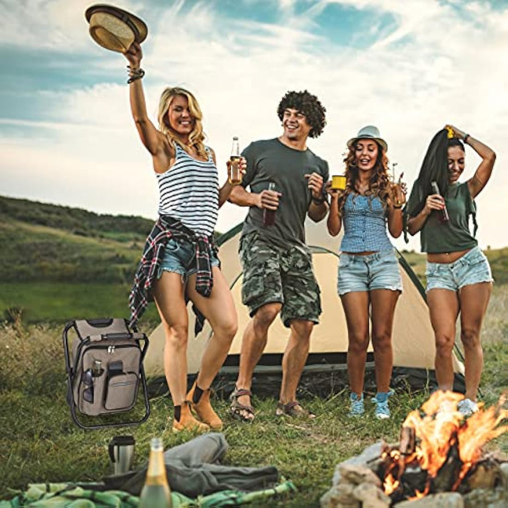 Folding Camping Stool with Bag – Lightweight Beige Iron Seat