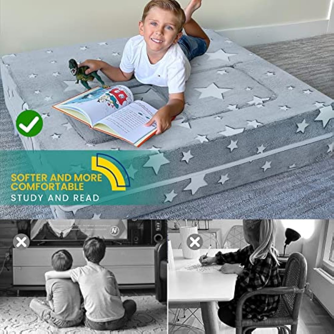 MeMoreCool Glow in The Dark Kids Modular Sofa – Convertible Toddler Couch