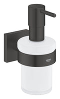 GROHE Start Cube Soap Dispenser with Holder – Matt Black & Iced Glass