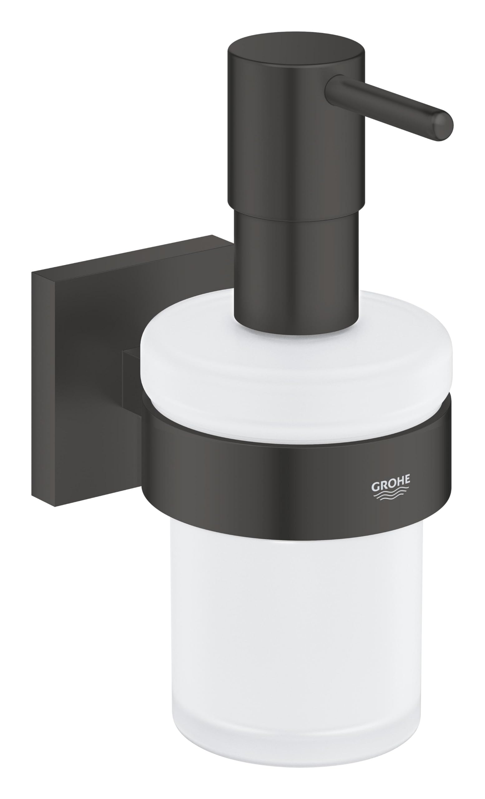 GROHE Start Cube Soap Dispenser with Holder – Matt Black & Iced Glass