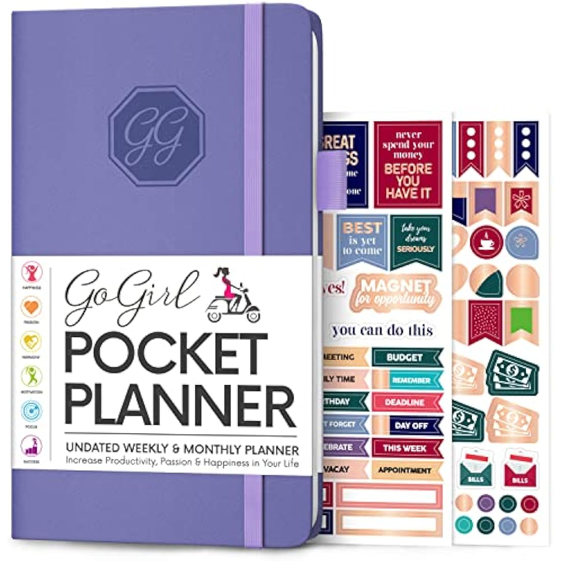 GoGirl Pocket Weekly Planner – Undated Goal Journal & Agenda, Lavender