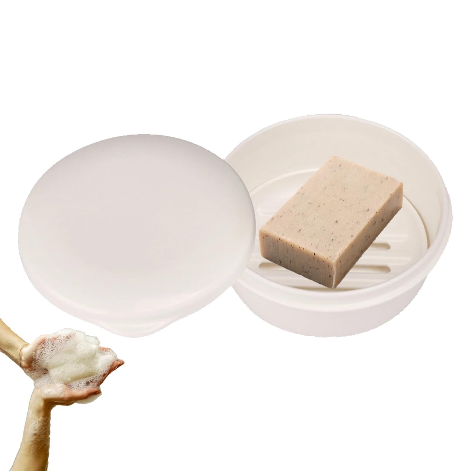 Travel Soap Dish with Lid – Round Leakproof Draining Soap Case