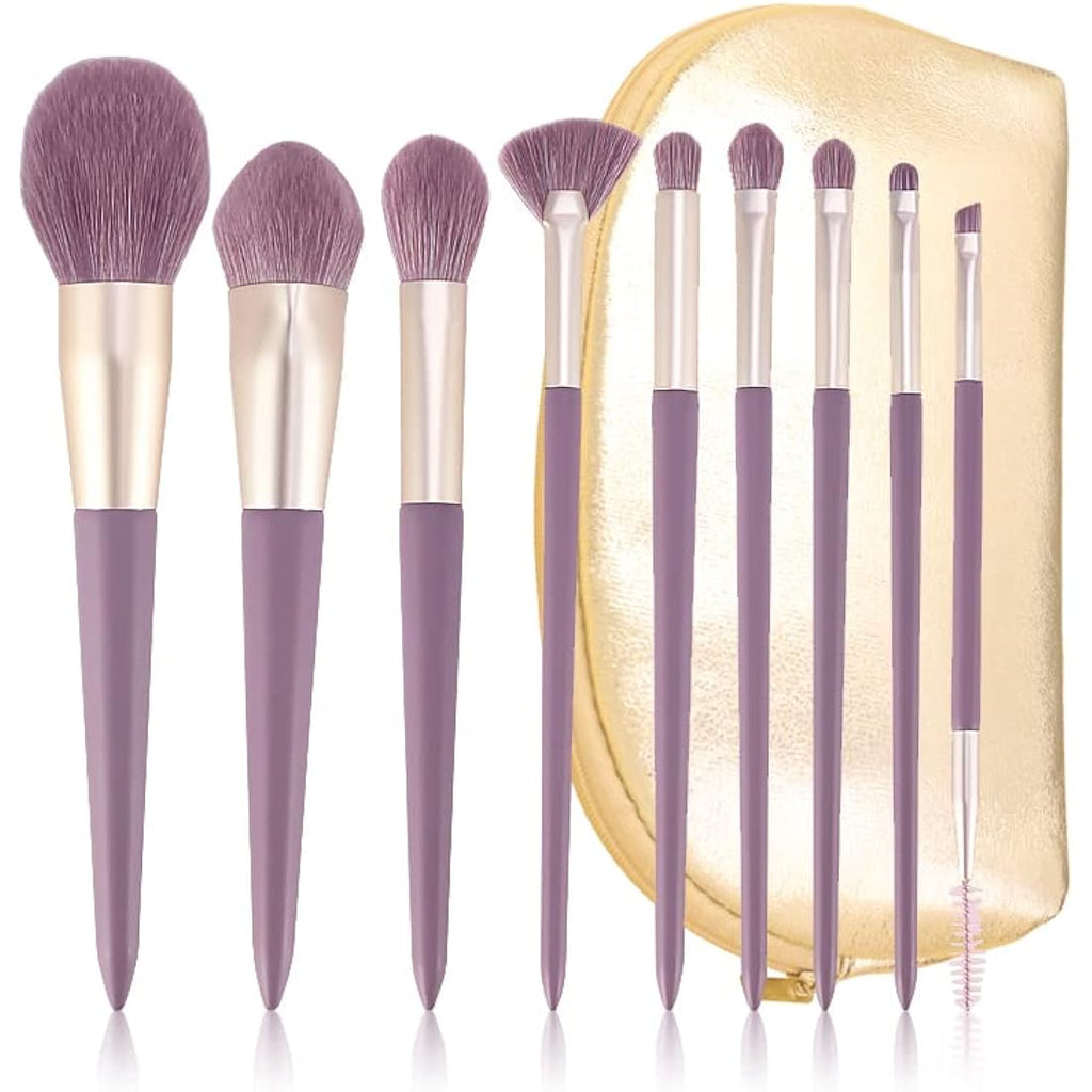 ENZO KEN Purple Vegan Makeup Brush Set with Case – 100% Natural Fiber