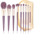 ENZO KEN Purple Vegan Makeup Brush Set with Case – 100% Natural Fiber
