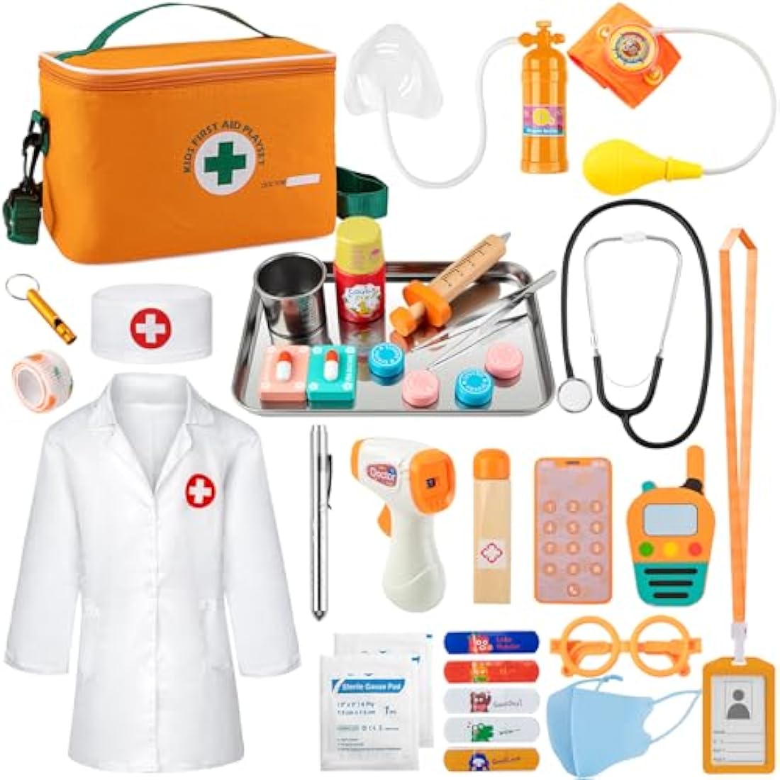 EFO SHM Kids Doctor Kit – 34-Piece Wooden Pretend Play Set with Bag