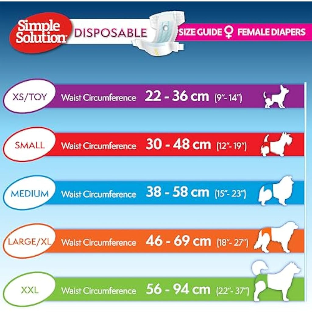Simple Solution Disposable Female Dog Diapers | Leak-Proof 12-Pack