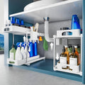 Verifost 2-Pack Under Sink Organiser | 2-Tier Slide-Out Storage, White
