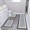 Pauwer 3-Piece Microfiber Bathroom Mat Set – Non-Slip & Absorbent, Dark Grey