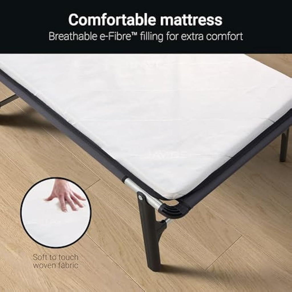 Jay-Be Single Folding Bed with Comfort E-Fibre Mattress | Black