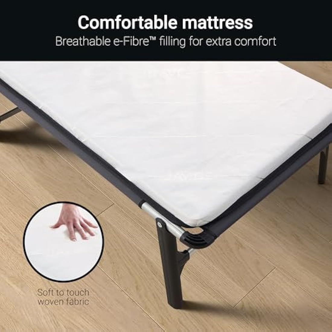 Jay-Be Single Folding Bed with Comfort E-Fibre Mattress | Black