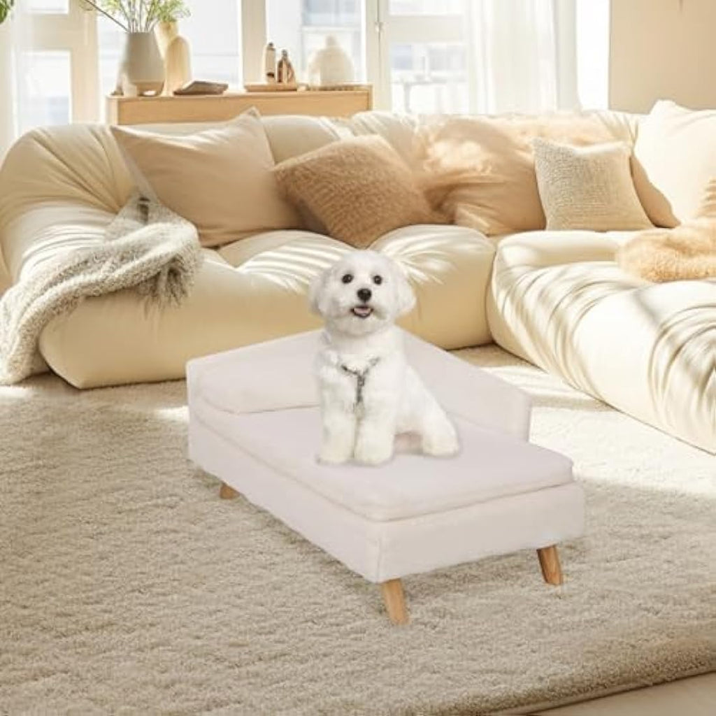 BingoPaw Elevated Dog Sofa Bed – L-Shaped Raised Plush Pet Couch (80x50cm)