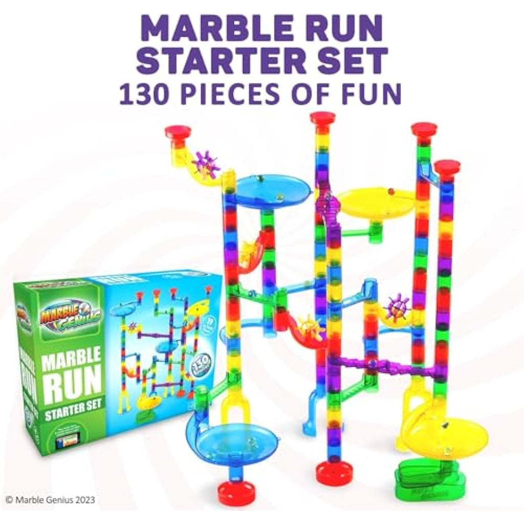Marble Genius Marble Run Starter Set | 130 Piece STEM Maze Construction Kit