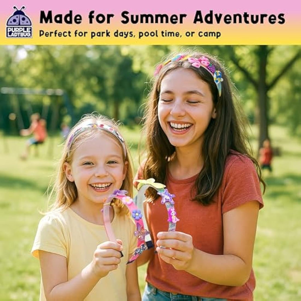 Purple Ladybug DIY Headband Making Kit – 6 Piece Hair Accessory Craft Set