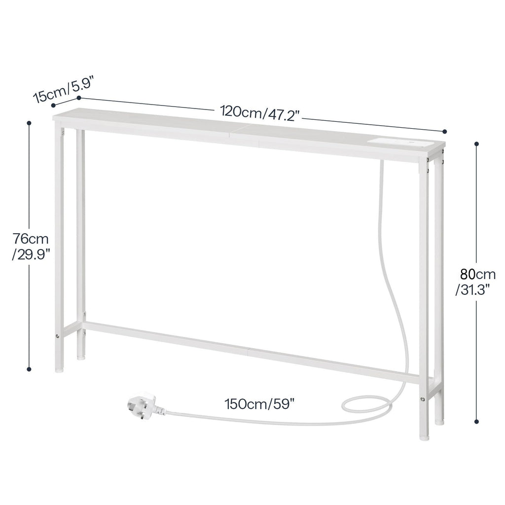 HOOBRO Console Table with Charging Station, 120 cm Slim Console Table for Hallway, Behind Sofa Table, for Entryway, Living Room, Small Spaces - image 3