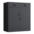 JINGUR Metal Storage Cupboard with Locking Doors and 2 Drawers Black - image 1