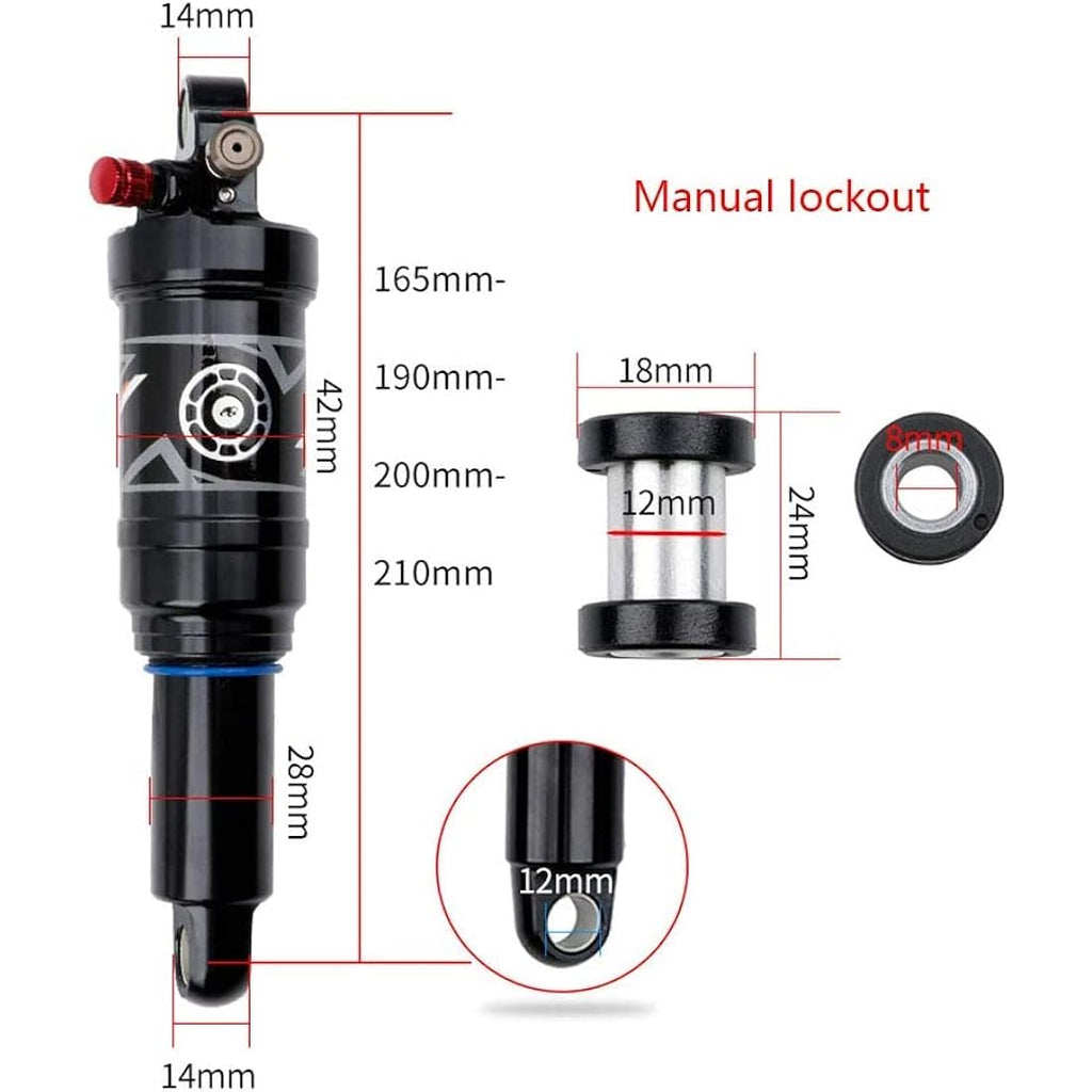 Splumzer MTB Air Rear Shock Absorber | 210mm Manual Lockout – Alloy
