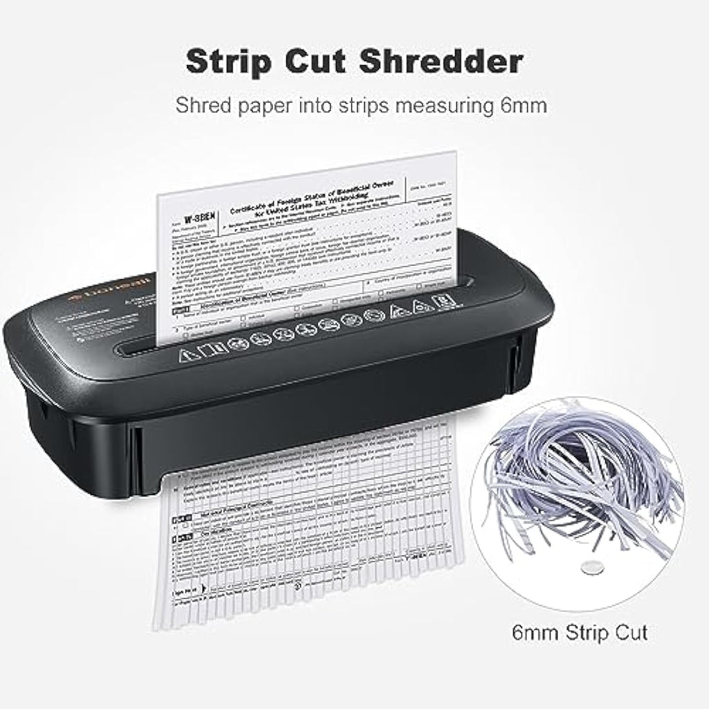 Bonsaii 8-Sheet Strip-Cut Paper Shredder for Home Office | 13L Bin