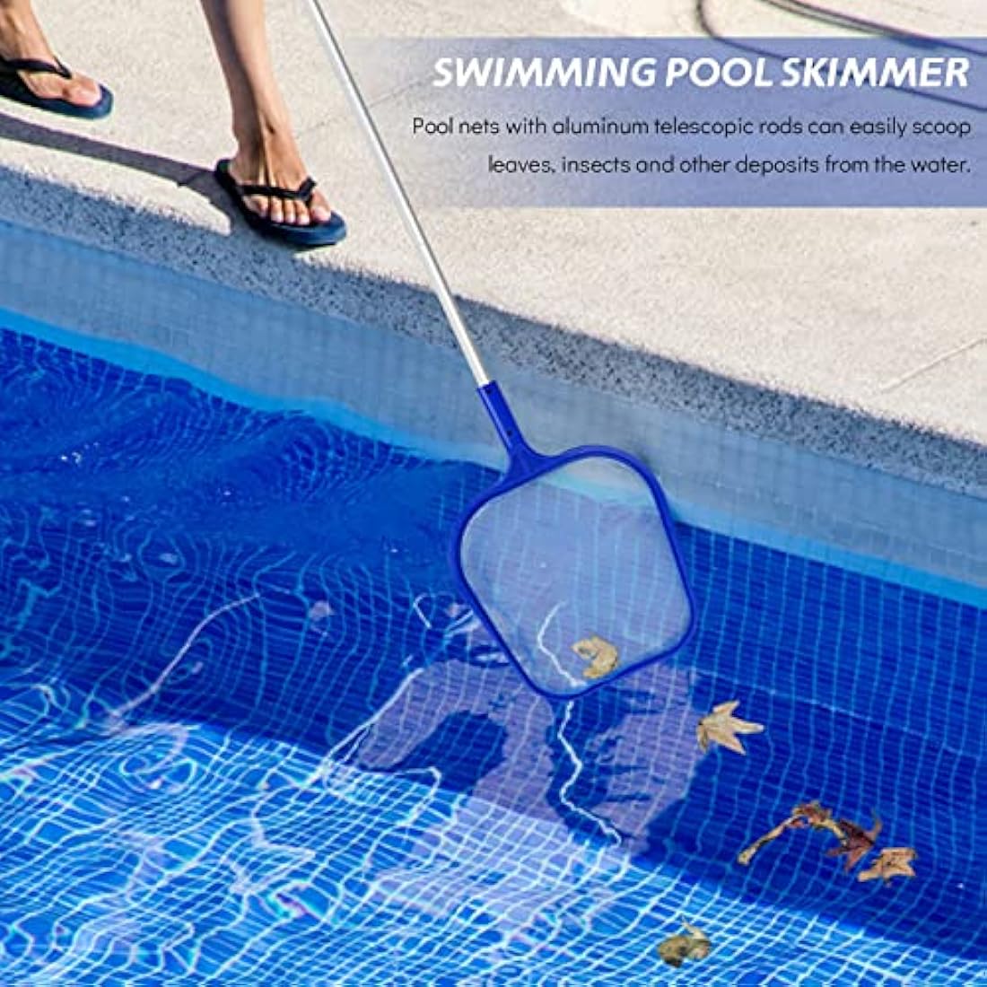 Jsdoin Pool Skimmer Net – 48 Inch Adjustable Pole Fine Mesh Leaf Net