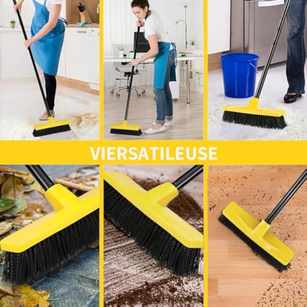 Heavy Duty Yard Brush – Stiff Bristle Outdoor Broom with 150cm Handle
